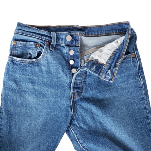 Levis 501 Jeans High Rise Straight Medium Wash Full Length 26 - Picture 7 of 16